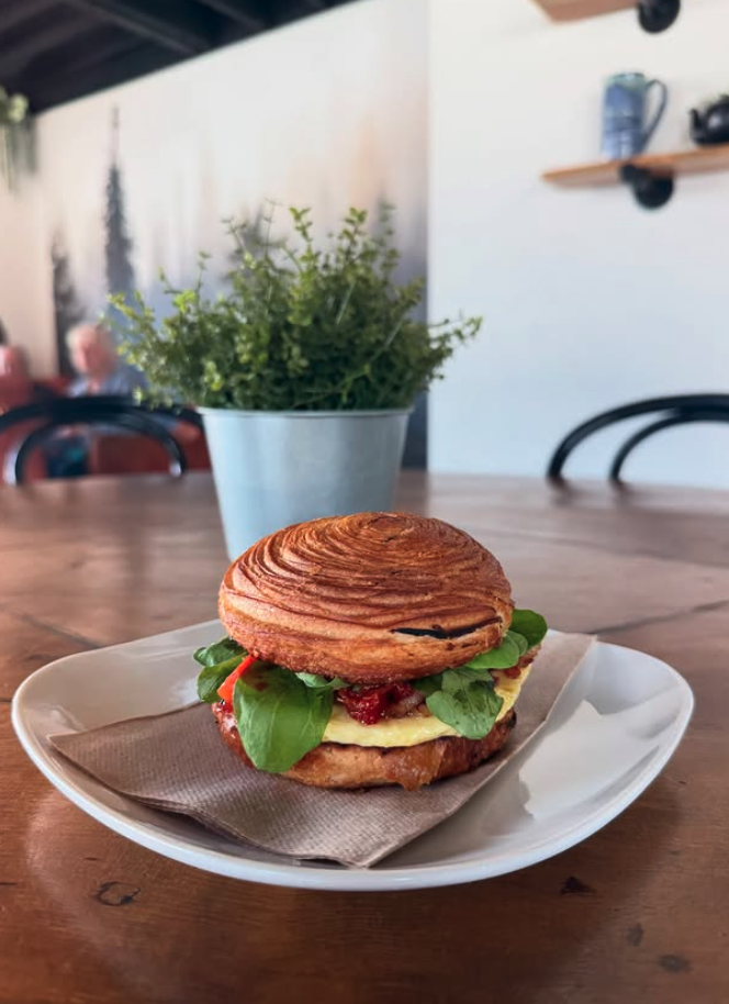 Croissant breakfast sandwich